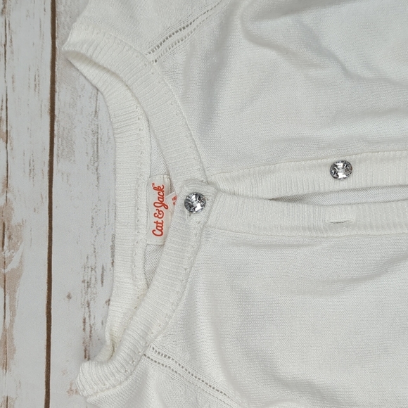 Cat & Jack White Rhinestone Cardigan Girls L - Picture 4 of 6